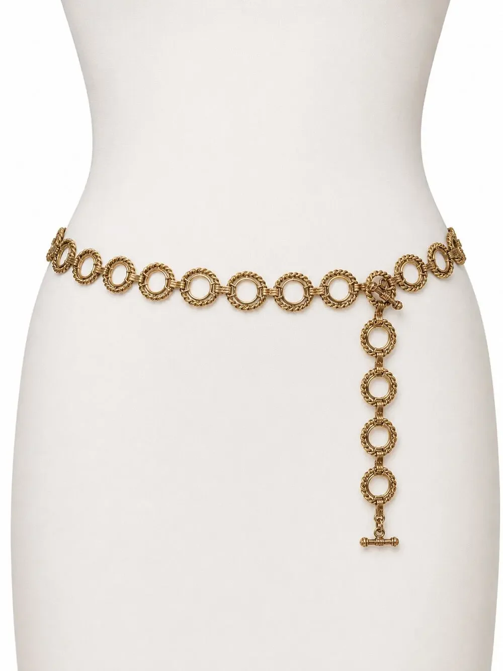 Gold Tone Circle Link Chain Belt Adjustable Boho Statement Waist Belt 41 Inch
